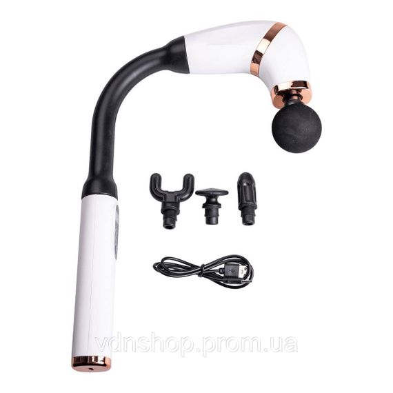 Перкуссионный ручной массажер аккумуляторный 17 Вт зарядка от USB до 3200 об/мин Белый HP-11-11W