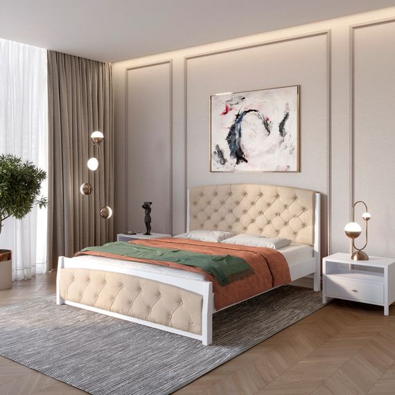 Односпальне дерев&#039;яне ліжко Mebigrand Мехіко Сіро-блакитний (S2010R80B)/Аляска 23 (Бежевий) 90х190 см (MBG-12048)