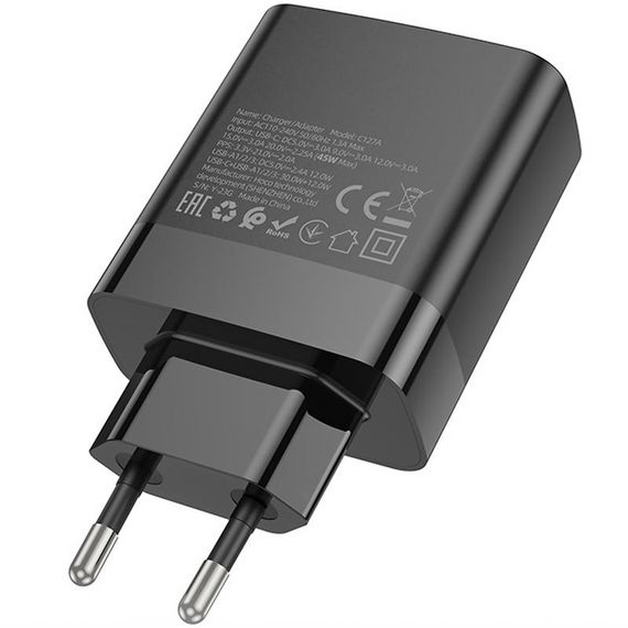 МЗП Hoco C127A Intelligent PD45W (3USB-A/1C) Black | Зображення 6