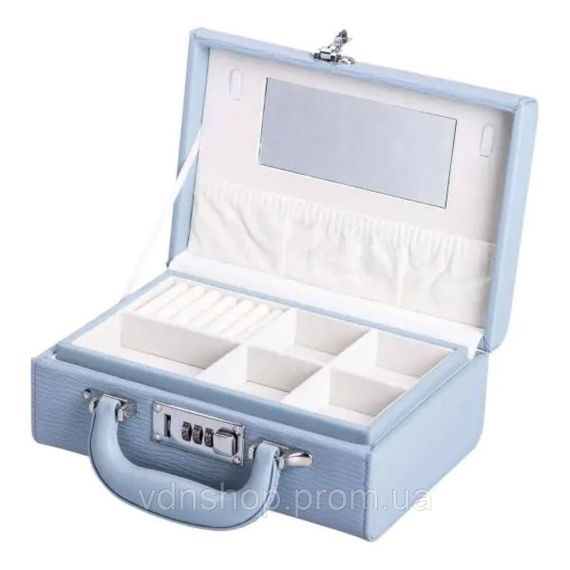 Шкатулка для украшений из эко кожи 2 яруса с кодовым замком органайзер для ювелирных изделий HP-5-24BL | Зображення 1