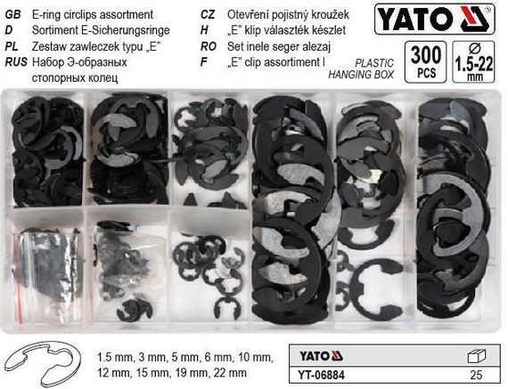 Набор стопорное полу кольцо тип е 300 штук YATO Польща YT-06884 | Зображення 2