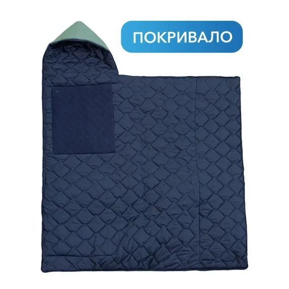 Зимний спальный мешок с подогревом USB 215*65, теплый спальник ковдра с подогревом до -30 синий | Зображення 2