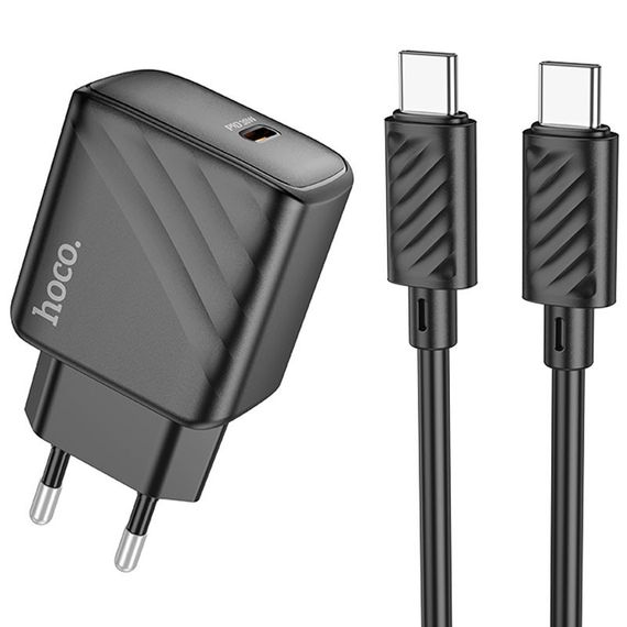 СЗУ Hoco CS22A Value PD30W (1USB-C) + кабель Type-C to Type-C Black