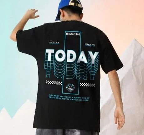 Футболка мужская с принтом повседневная L Черная