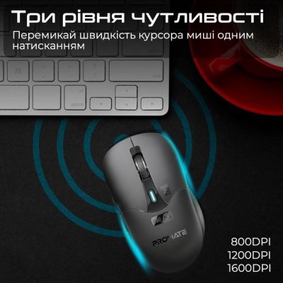 Мышка Promate Samo Wireless/Bluetooth Black (samo.black) | Зображення 3