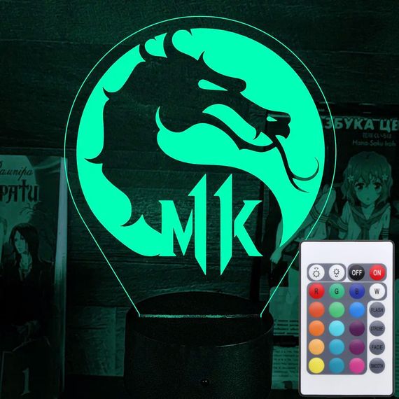 Акриловый светильник-ночник с пультом 16 цветов Mortal Kombat Смертельная битва tty-n002254