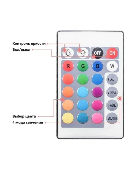 Світлодіодна стрічка багатобарвна 3528 RGB 5 м Led з пультом | Зображення 1