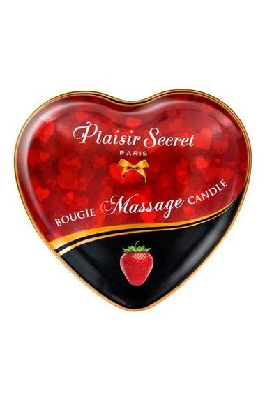 Масажна свічка-серце Plaisirs Secrets Strawberry (35 мл) | Зображення 1