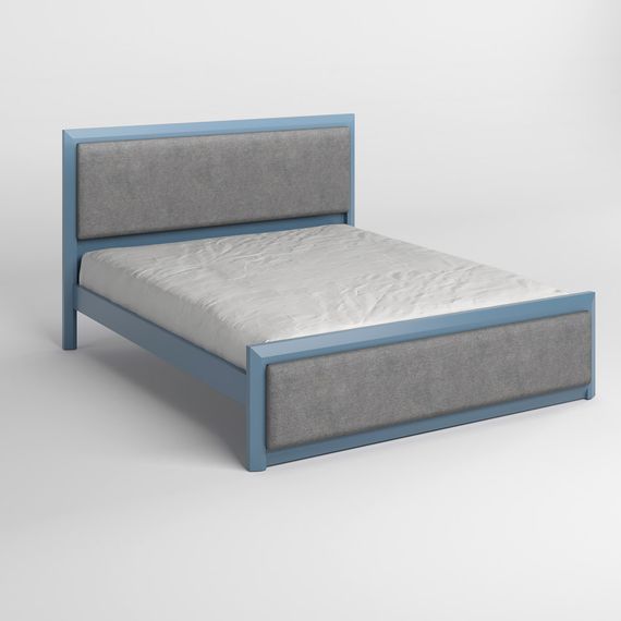 Двоспальне дерев&#039;яне ліжко Mebigrand Барселона Б4 Сіро-синій (S7010R90B)/Аляска 93 (Сірий) 160х200 см (MBG-14085) | Зображення 1