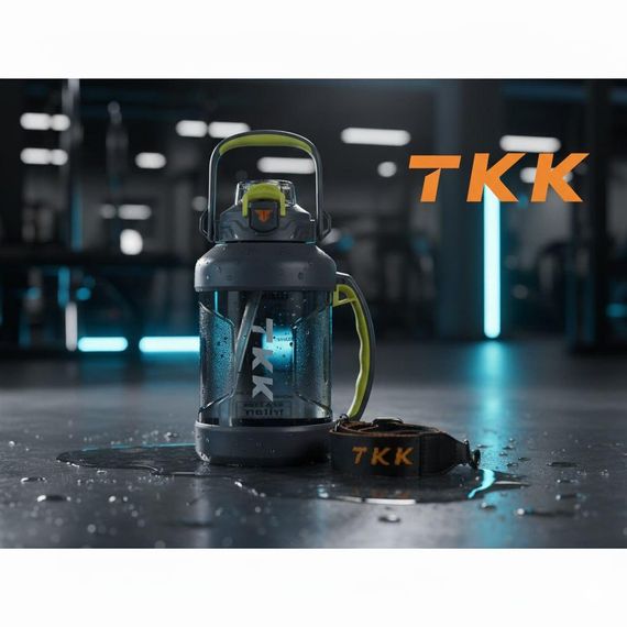 Спортивная бутылка TKK (2000 мл) - Серый матовый Tritan BPA-free, с эргономичной ручкой и клапаном | Зображення 3