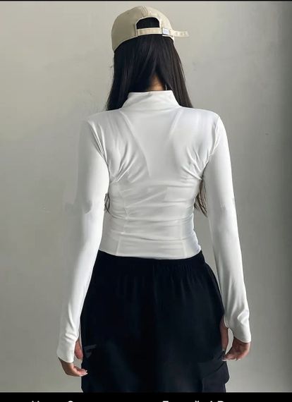 Жіноча спортивна кофта на блискавці та вирізом для пальця колір білий розмір 42/46  SSH684 | Зображення 2