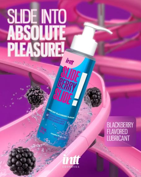 Лубрикант съедобный с ароматом ежевики Intt SLIDE BERRY SLIDE! на водной основе, 100 мл Sex Aura | Зображення 2