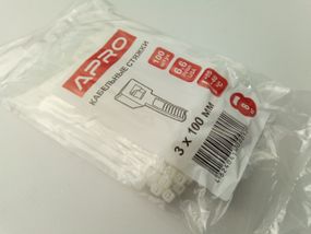 Хомут пластиковий APRO 100х3 (100 шт. в уп.) білий, 1 ПАКОВКА (CT-W3100)