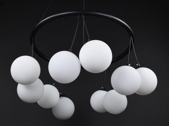 Люстра підвісна на 10 лампочок 27519 Чорний 45-160х65х65 см. | Зображення 6