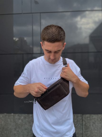 Коричневая сумка-бананка из кожи крези хорс CH-7371 | Зображення 4