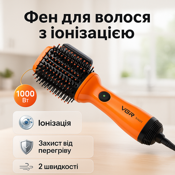 Фен для волосся з режимами, Електричний фен з дифузором, Стайлер-гребінець для випрямлення волосся NB-13