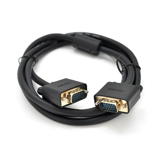 Кабель VEGGIEG VG-1.5 VGA 3 + 6, 1,5m, male to male (тато-тато), OD-6.5mm, 1 ферит, круглий Black, коннектор Gold, Пакет