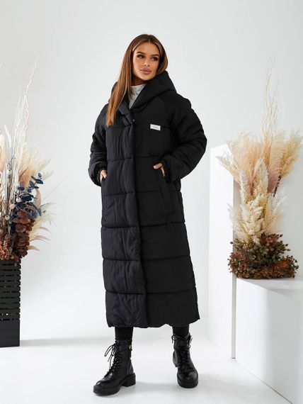 Подовжена зимова куртка-пуховик арт.А-520, чорний