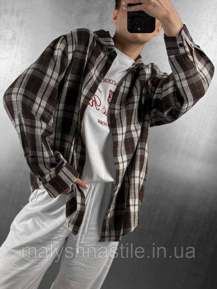 Women's checkered shirt brown/white DL7310 | Зображення 2