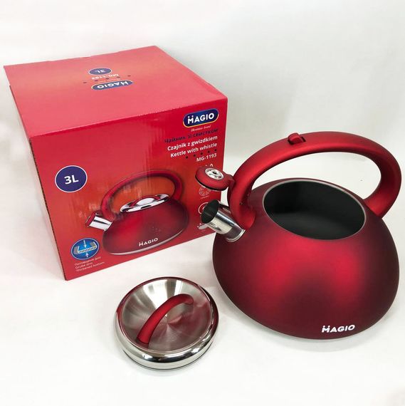 Чайник на плиту Magio MG-1193, Чайник из нержавейки, Качественный NW-965 металлический чайник | Зображення 3