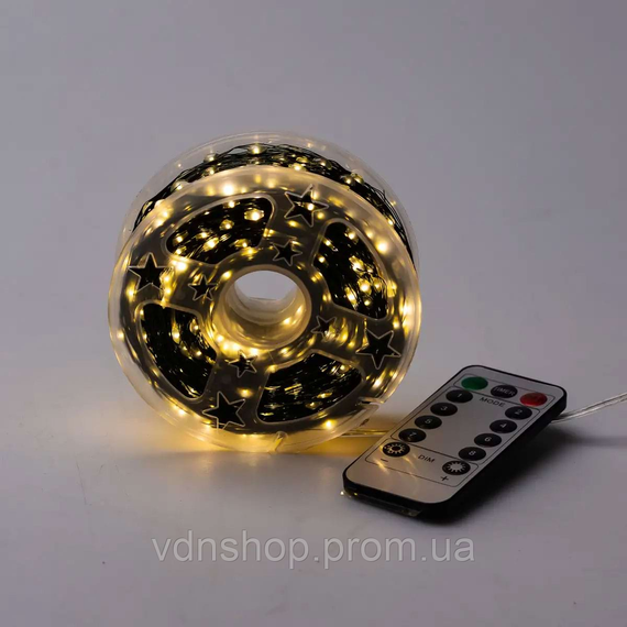 Новорічна гірлянда кімнатна Роса з пультом 100 м 1000 LED нитка зелений провід Жовте сяйво 1000L100MGY | Зображення 8