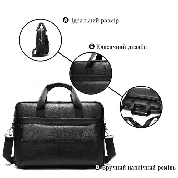 Мужская кожаная сумка для ноутбука из итальянской кожи, формат А4, премиум класс NW-53 | Зображення 9