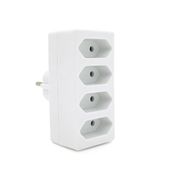 Розетка 4-х місна без заземлення SQ-ZDB01/4, 4x2.5A(10A) 250V~Max, 2300W, White