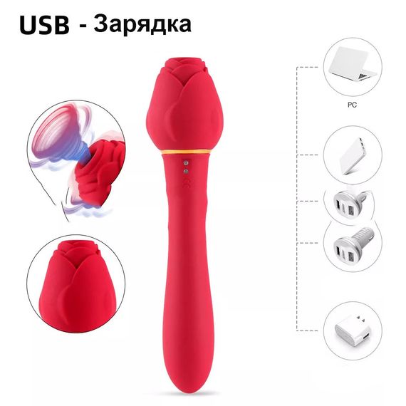 Вібратор "Троянда" з вакуумним кліторальним стимулятором | Зображення 7