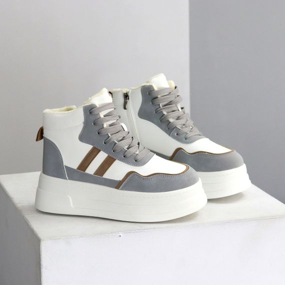 Белые серые зимние хайтопы на платформе в ассортименте | Зображення 7