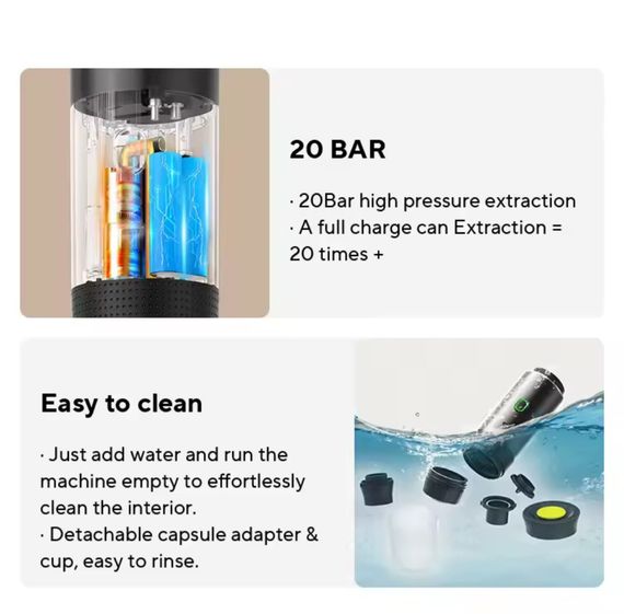 Портативна USB-кавоварка 3-в-1 для еспресо, капсул і меленої кави — компактна, бездротова, з підігрівом | Зображення 4