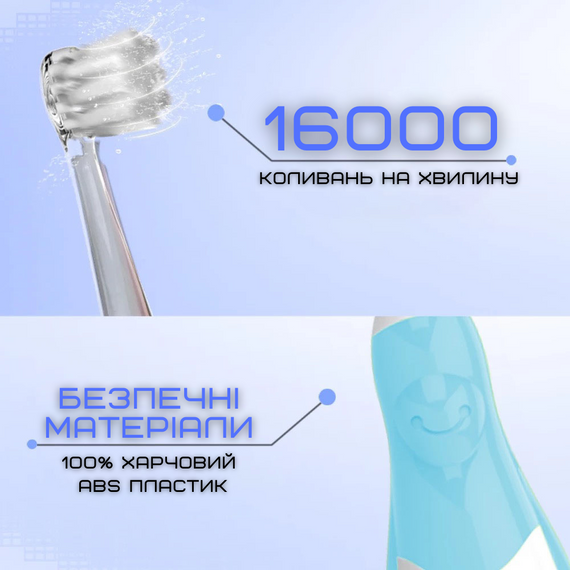 Дитяча Електрична Звукова Зубна Щітка з LED Підсвічуванням та Таймером Seago SG513 Блакитна | Зображення 3