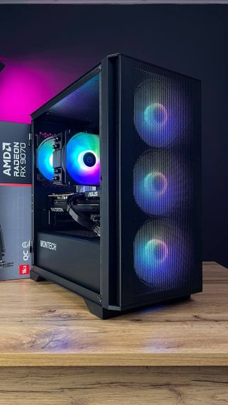Збірка на замовлення: ігровий ПК Montech Air 1000 Premium Black Tower / AMD Ryzen 5 7500F (6 (12) ядер по 3,7 - 5,0 ГГц) / 32 ГБ DDR5 / 1000 ГБ SSD M.2 / AMD Radeon RX 9070, 16 GB GDDR6, 256-bit / 750W | Зображення 1