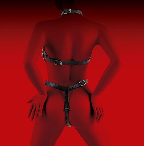 Портупея з декоративними заклепками Love Hit з екошкіри, чорна sexstyle | Зображення 1