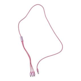 Кабель тканинний 3 в 1, MicroUSB, Type-C та Lightning (рожевий)