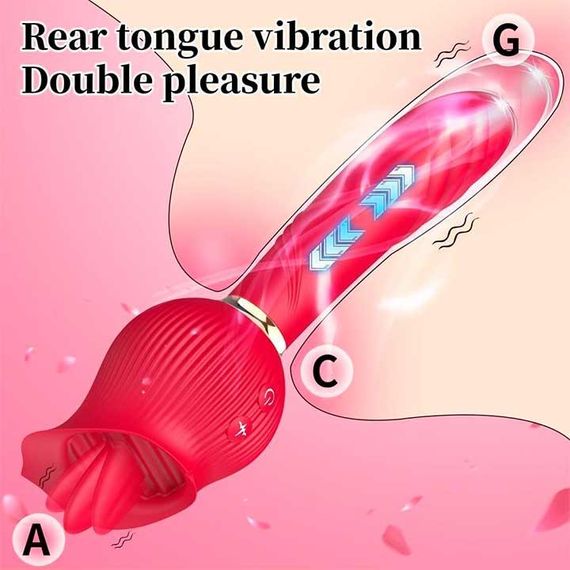 Двусторонний вибратор с языком для клитора и точки G 24 режима вибрации – Вибраторы | Зображення 1