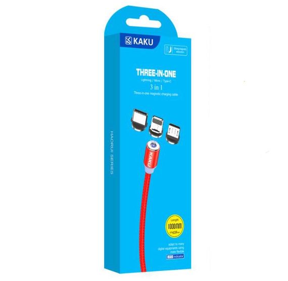 Магнітний кабель 3 в 1 Kaku KSC-320 USB Type-C / Lightning / MicroUSB 1m - Red | Зображення 2