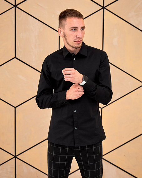 Рубашка классическая чёрный L XL | Зображення 4