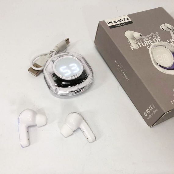 Бездротові навушники TWS T8 PRO з прозорим кейсом Вакуумний LED дисплей Bluetooth 5.3. Колір: білий | Зображення 8