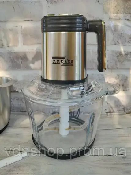 Измельчитель кухонный Zepline ZP-00219 комплект с 2 чашами стекло и металлическая 3.2 л чоппер 3000 Вт | Зображення 2