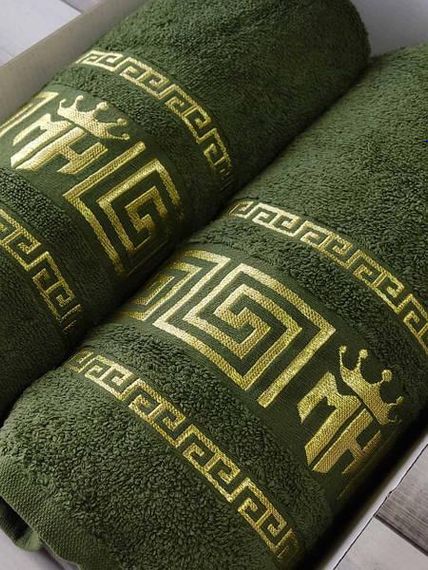 Полотенца подарочные Moz versace yesil набор 2шт