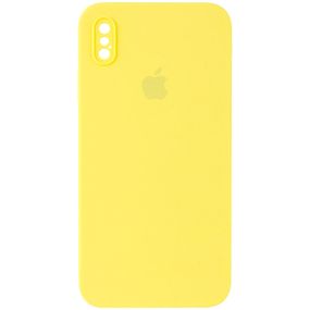 Чехол Silicone Case Square Full Camera Protective (AA) для Apple iPhone XS / X (5.8") Червоний / Red Червоний/Rose Red