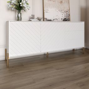 Комод з золотими металевими ніжками LION Амарант 168x40x76,5 см Бетон Style/Білий (LION-041955)