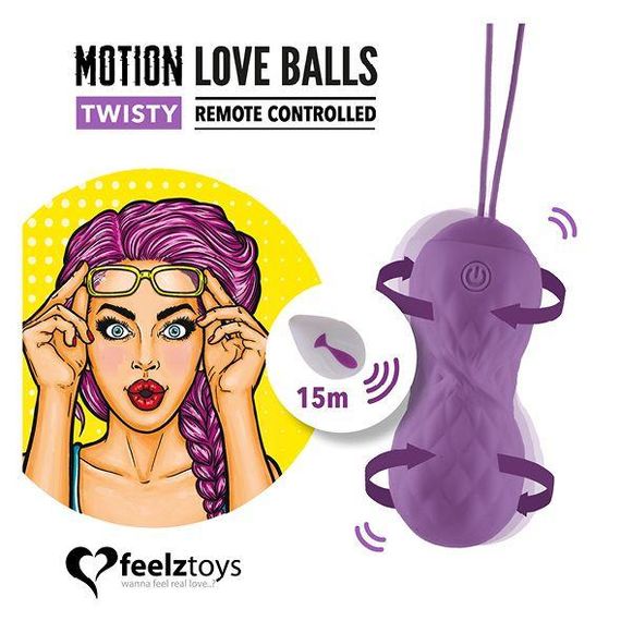 Вагинальные шарики с массажем и вибрацией FeelzToys Motion Love Balls Twisty с пультом ДУ, 7 режимов | Зображення 1