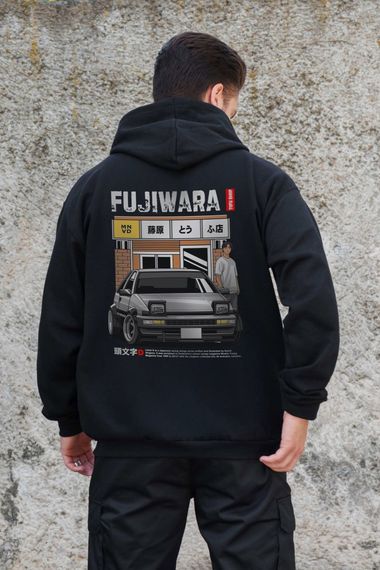 Утеплене зіп худі на флісі зіпер з принтом Fujiwara Without Kane Black | Зображення 1