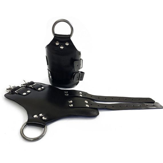 Манжети для підвісу за руки Kinky Hand Cuffs For Suspension з натуральної шкіри, колір чорний | Зображення 1
