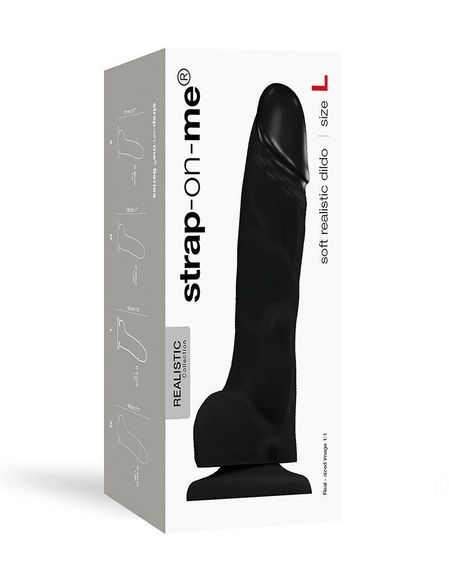 Реалистичный фаллоимитатор Strap-On-Me SOFT REALISTIC DILDO Black - Size L sexstyle | Зображення 1