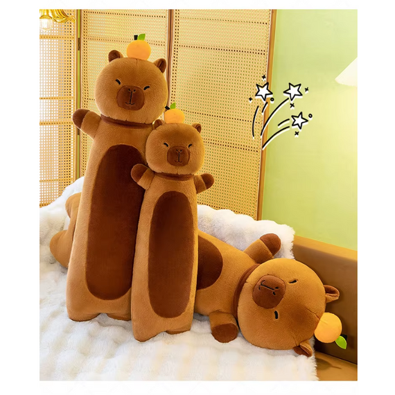 М'яка іграшка Капібара Батон із мандаринкою 72 см, стильна іграшка обіймашка для дітей | Зображення 6