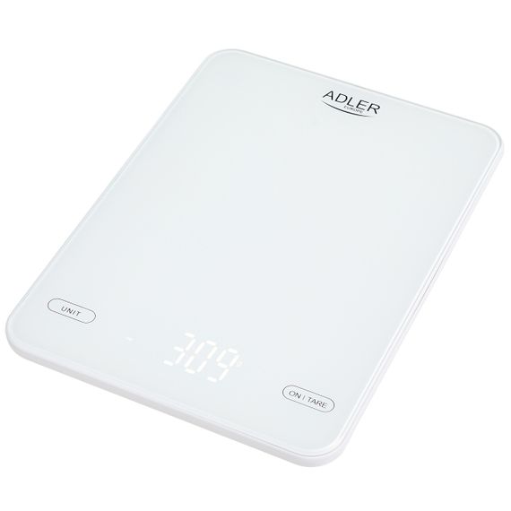 Ваги кухонні електронні Adler AD 3177 USB-C білі до 10 кг зі скляною платформою | Зображення 1