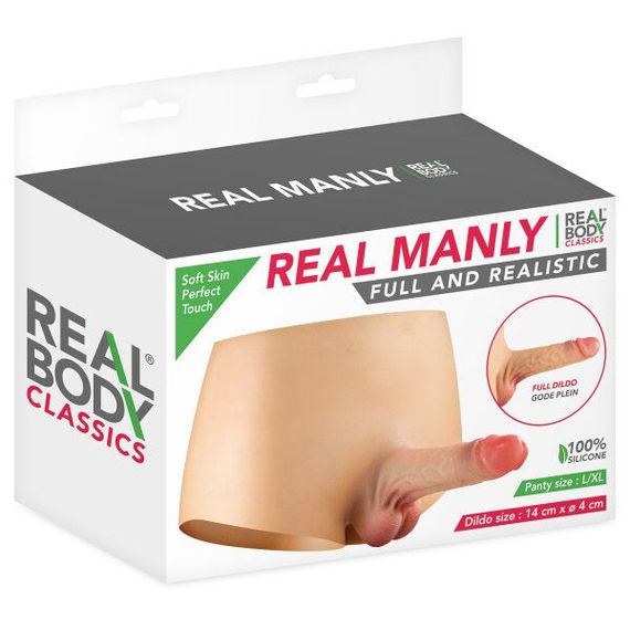 Силіконові трусики з фалоімітатором Real Body Real Manly, L/XL, суцільна конструкція, для неї | Зображення 4
