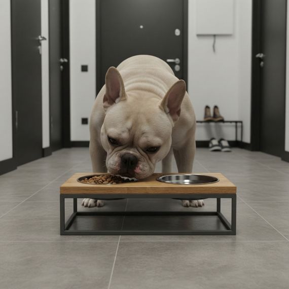 Миски на подставке для средних собак и больших котов Hollky Base M (2 × 0,95 л) BM-422110-GRNT | Зображення 1